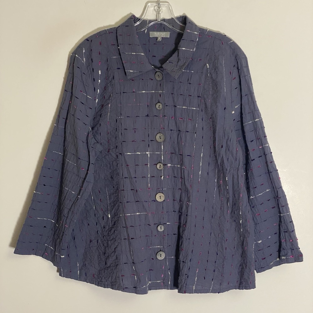 Habitat Top Womens Medium Multicolor Textured Cotton Boxy Classic Boho Chic M